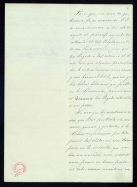 Carta de Manuel de Saralegui al secretario [Mariano Catalina] en la que reclama las obras literar...