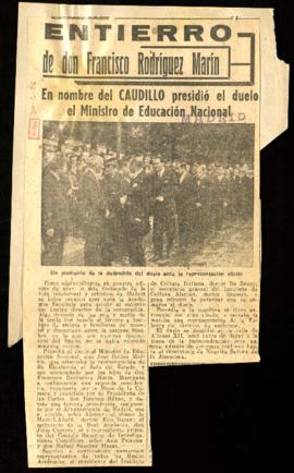 Recorte de prensa del diario Madrid con la noticia Entierro de don Francisco Rodríguez Marín. En ...