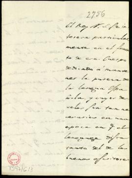 Carta de José Pizarro al secretario [Francisco Antonio de Angulo] en la que traslada licencia del...