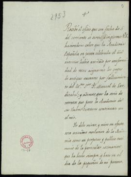 Carta de Ramón Cabrera a Francisco Antonio González en la que agradece a la Academia la asignació...