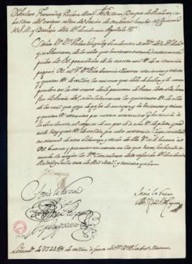 Orden del marqués de Villena del libramiento a favor de Blas Antonio Nasarre de 724 reales de vel...