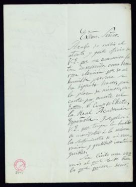 Carta de Antonio Hernández Fajarnés al secretario [Mariano Catalina] de agradecimiento a la Acade...