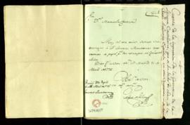 Carta orden de Pedro de Silva a Manuela Contera para que entregue a Lorenzo Montaner tres resmas ...