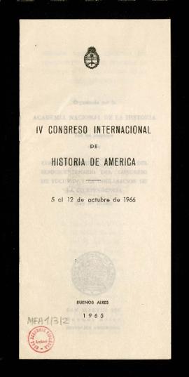 Programa de actividades del IV Congreso Internacional de historia de América