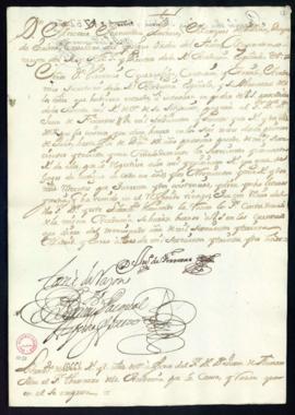 Orden del marqués de Villena de libramiento a favor de Juan de Ferreras de 1661 reales y 2 marave...
