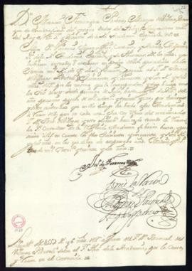 Orden del marqués de Villena de libramiento a favor de Manuel de Villegas y Piñateli de 557 reale...