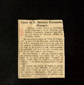 Carta de D. Melchor Fernández Almagro