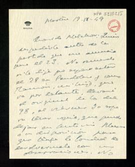 Carta de Gabriel Maura a Melchor Fernández Almagro en la que le dice que ha terminado lo del 98 y...