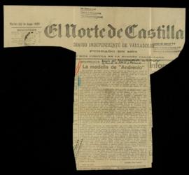 Recorte del diario El Norte de Castilla de 30 de junio de 1925, con un artículo dedicado a Eduard...