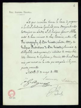Propuesta firmada por Eduardo Saavedra, F[rancisco] G[arcía] Ayuso y E[duardo] Benot de Enrique S...