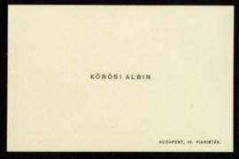 Tarjeta de visita de Körösi Albin