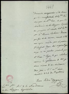 Carta de Juan Pedro Ayegui al secretario [Francisco Martínez de la Rosa] con la que remite una co...