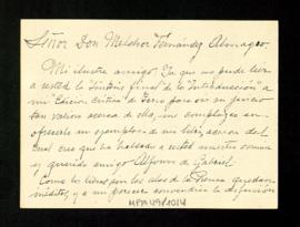 Carta de Blanca de los Ríos a Melchor Fernández Almagro con la que le envía un ejemplar de su edi...