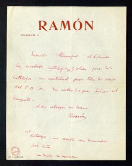 Carta de Ramón Gómez de la Serna a Melchor Fernández Almagro en la que le dice que va a enviarle ...
