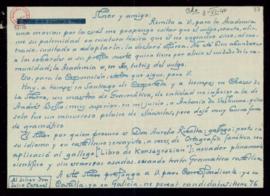 Carta de Juan Moneva a Julio Casares en la que propone a Aurelio Ribalta como académico correspon...