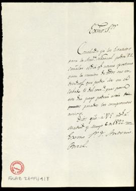 Minuta de la carta de Francisco Antonio González a Antonio Porcel en la que le comunica que ya es...