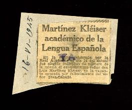 Recorte del diario Ya con la noticia titulada Martínez Kléiser [Kleiser] académico de la Lengua E...