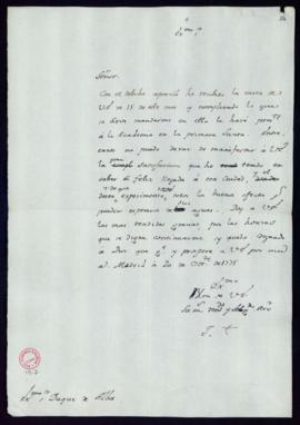 Minuta de la carta de J[uan] T[rigueros] al duque de Alba en la que acusa recibo de su carta de 1...