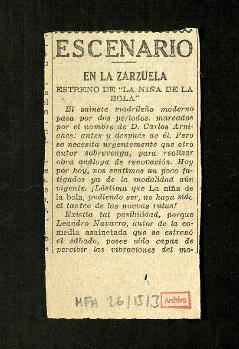 En la Zarzuela, estreno de La niña de la bola