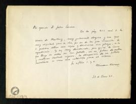 Carta de Dámaso Alonso a Julio Casares con la que le envía la reseña de [Walter von] Wartburg y l...