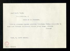 Texto del telegrama de Julio Casares a José María Pemán sobre asuntos académicos