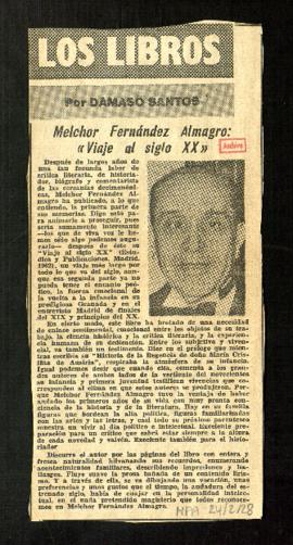 Melchor Fernández Almagro. Viaje al siglo XX, por Dámaso Santos