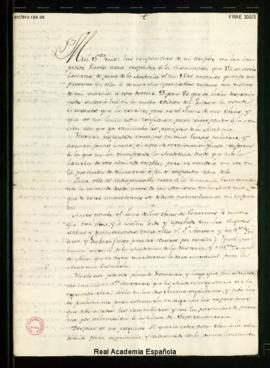 Carta de Vicente [Gutiérrez] de los Ríos a Juan de Trigueros en la que expone los motivos por los...