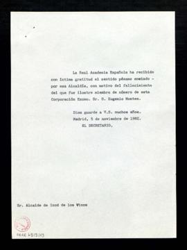 Copia sin firma del oficio del secretario [Alonso Zamora Vicente] al alcalde de Icod de los Vinos...