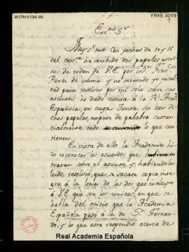 Copia de la carta de Manuel de Lardizábal y Uribe al conde de Floridablanca de traslado del tenor...