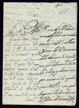 Carta de Vincencio Squarzafigo a Tomás de Acevedo con la que le remite el tomo cuarto del Diccion...
