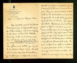 Carta de Antonio Alcalá Venceslada a Francisco Rodríguez Marín en la que le agradece el obsequio,...