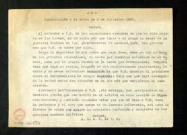 Copia de la carta de  Antonio Cánovas del Castillo a Isabel II en la que le dice que, al defender...