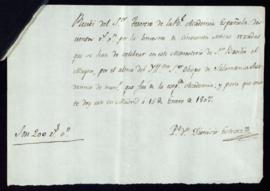 Recibo de Dionisio Estévez de 200 reales de vellón por cincuenta misas celebradas en el Monasteri...