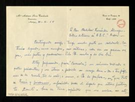 Carta de M.ª Antonia Sanz Cuadrado a Melchor Fernández Almagro en la que le invita a participar c...