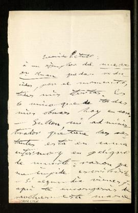 Carta de Adelardo López de Ayala a Pedro Antonio de Alarcón en la que menciona que sus obras las ...