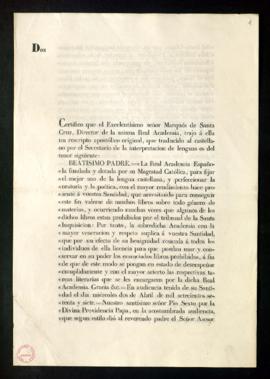 Certificación de las sucesivas licencias dadas en 1777 y en 1782 para la lectura de libros prohib...