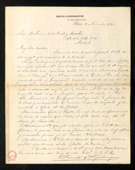 Carta de Prevost & Despalangues a Fermín de la Puente Apezechea con instrucciones para el env...