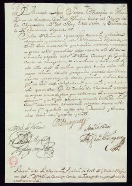Orden del marqués de Villena del libramiento a favor del conde de Torrepalma de 316 reales y 8 ma...