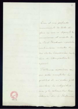 Carta de José Coll y Vehí al secretario [Manuel Bretón de los Herreros] en la que expresa su agra...