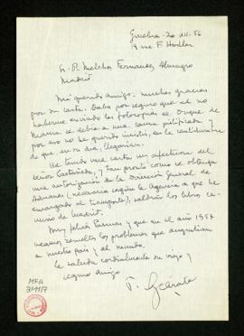 Carta de Pablo de Azcárate a Melchor Fernández Almagro en la que le agradece su carta y le dice q...
