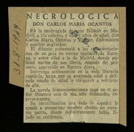 Recorte del diario ABC con la necrológica de Carlos María Ocantos