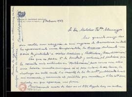 Carta de Carlos González-Espresati a Melchor Fernández Almagro en la que le dice que ha pasado un...