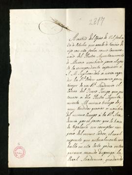 Carta del conde del Valle de San Juan, regidor del Ayuntamiento de Murcia, [a Francisco Martínez ...