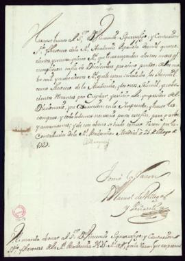 Orden del marqués de Villena de abono a Vincencio Squarzafigo de  2475 reales por su cargo de tes...