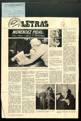 Recorte de Diario Femenino con el artículo Menéndez Pidal: una vida larga y fecunda