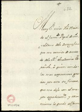 Carta de Manuel de Morales Velasco a Lope Hurtado de Mendoza en la que agradece el envío de un ej...