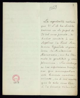 Carta de Juan Nicolás Böhl de Faber a Francisco Antonio González en la que expresa su agradecimie...
