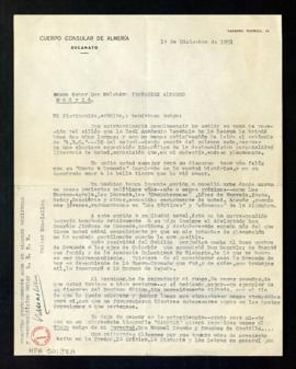 Carta de Walter Mac-Lellan, cónsul de Colombia en Almería, a Melchor Fernández Almagro en la que ...