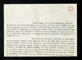 Copia de la carta de Melchor Fernández Almagro a Julián Marías en la que le dice que le parecía e...
