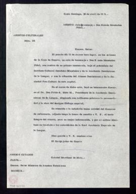 Copia del oficio de Gabriel Martínez de Mata, embajador de España, al ministro de Asuntos Exterio...